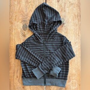 Cropped Zip Hoodie Women’s XS Purple-Black Gray Striped Lightweight